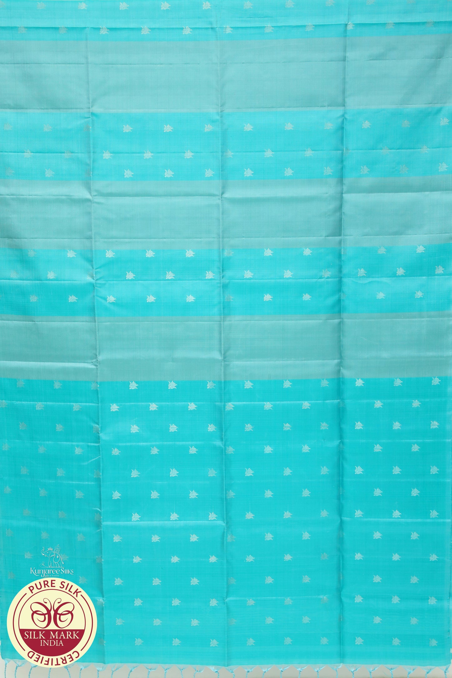 Sky Blue with Light Grey Color Pure Silk Saree