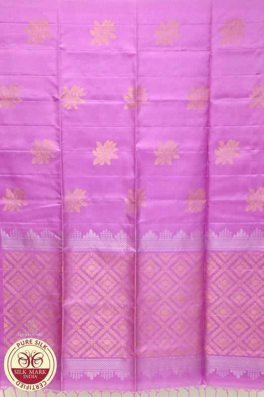 Levander with Gold Color Pure Silk Saree