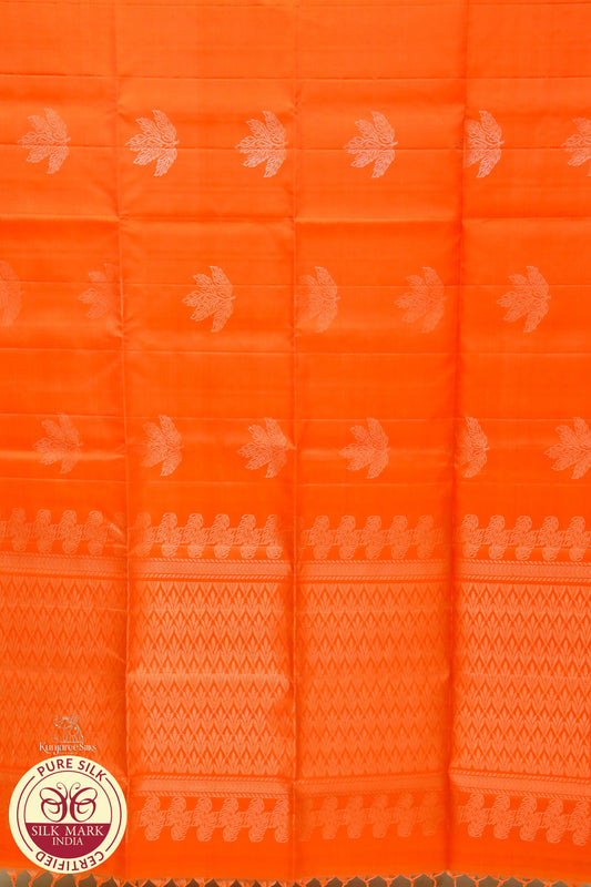 Orange with Gold Color Pure Silk Saree