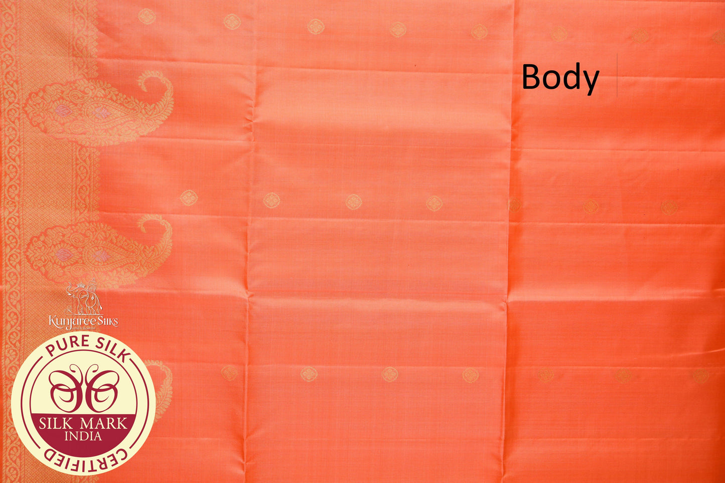 Orange with Blue Color Pure Silk Saree
