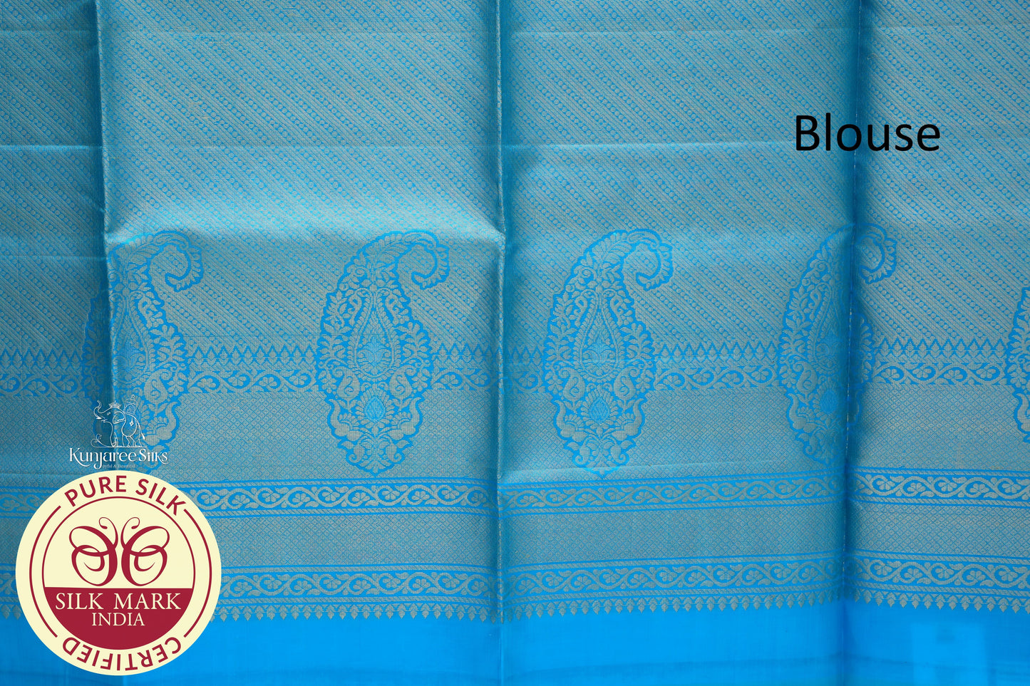 Orange with Blue Color Pure Silk Saree