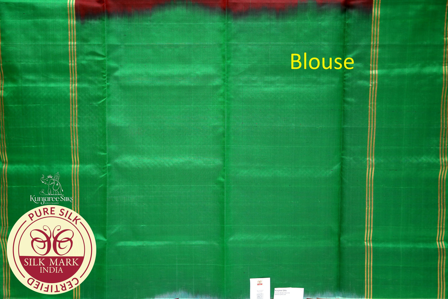 Green with Brown Gold Color Pure Silk Saree