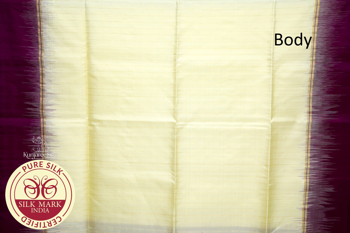 Cream with Maroon Color Pure Silk Saree