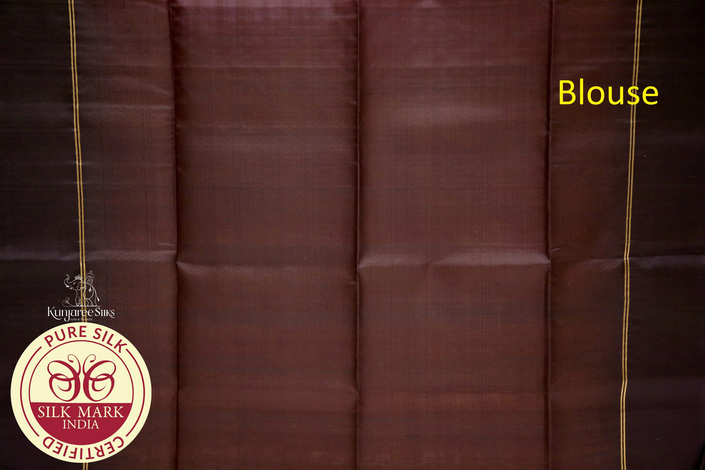 Cream with Brown Gold Pure Silk Saree