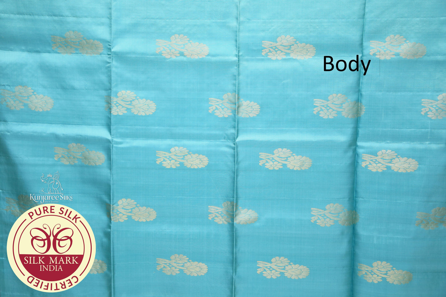 Sky Blue with Grey Color Pure Silk Saree