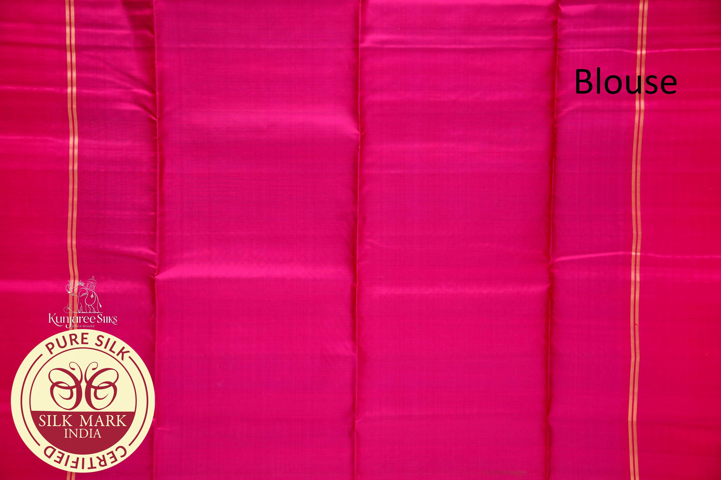 Blue with Pink Golden Color Pure Silk Saree