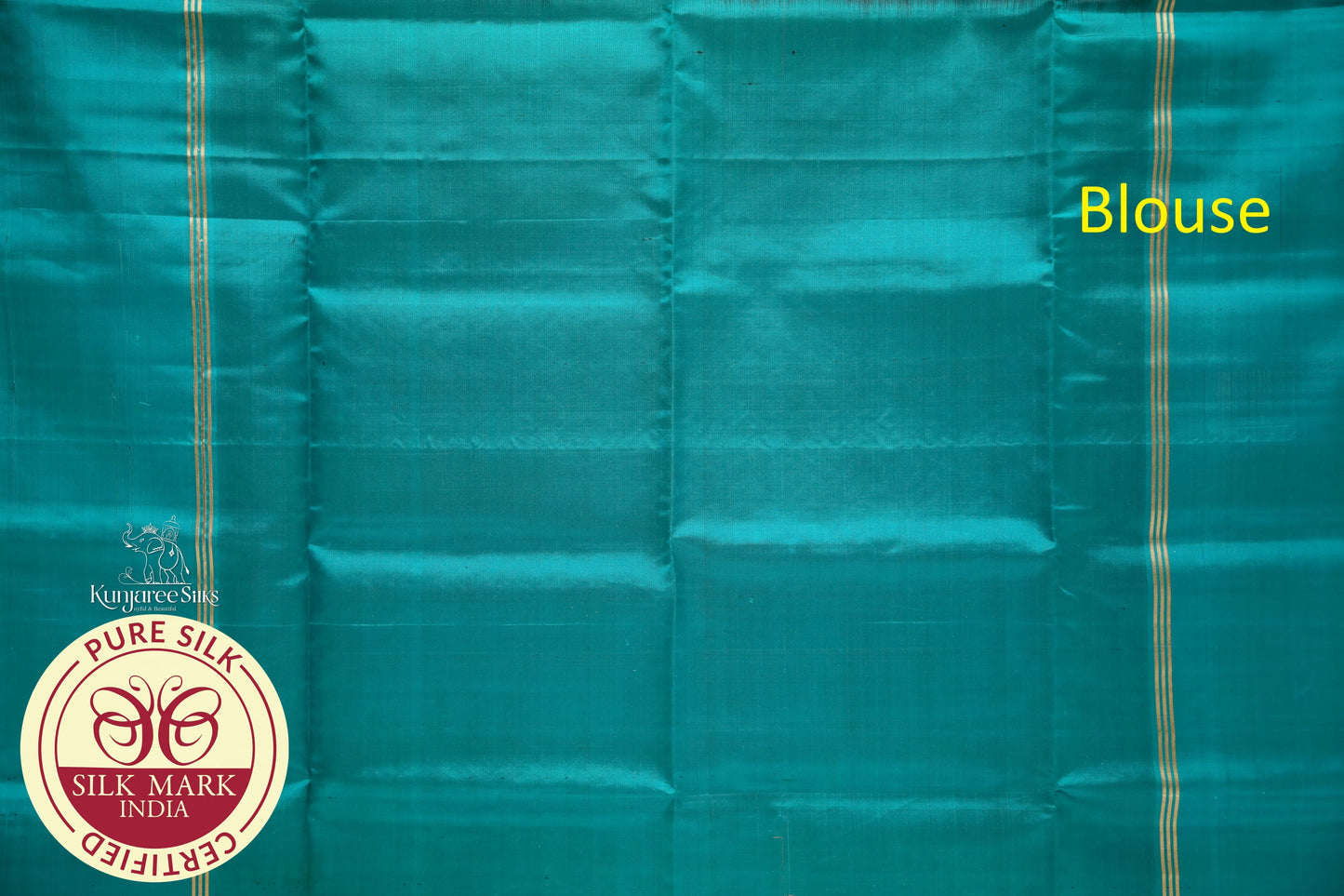 Black with Sea Blue Color Pure Silk Saree