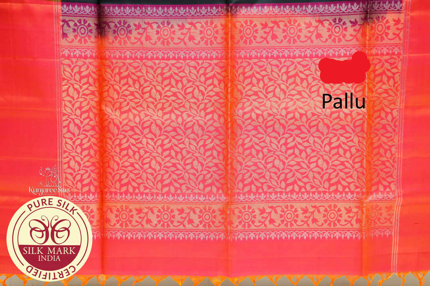 Black with Copper Color Pure Silk Saree