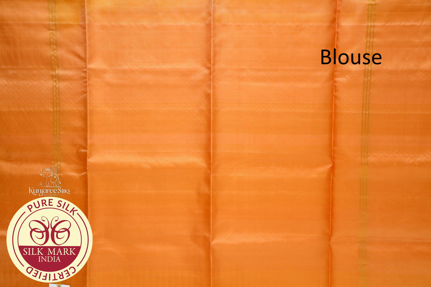 Orange with Gold Color Pure Silk Saree