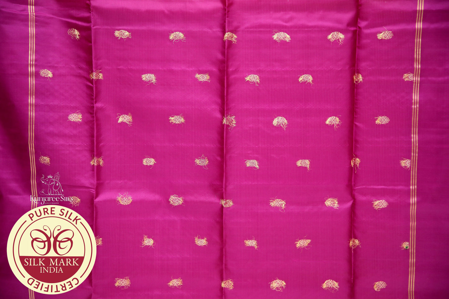 Peach with Rani Pink Color Pure Silk Saree