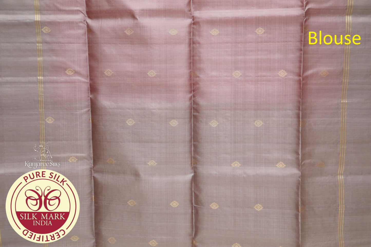 Pink with Biscuit Grey Color Pure Silk Saree