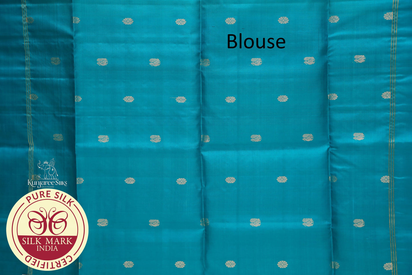 Cream with Rama Green Color Pure Silk Saree