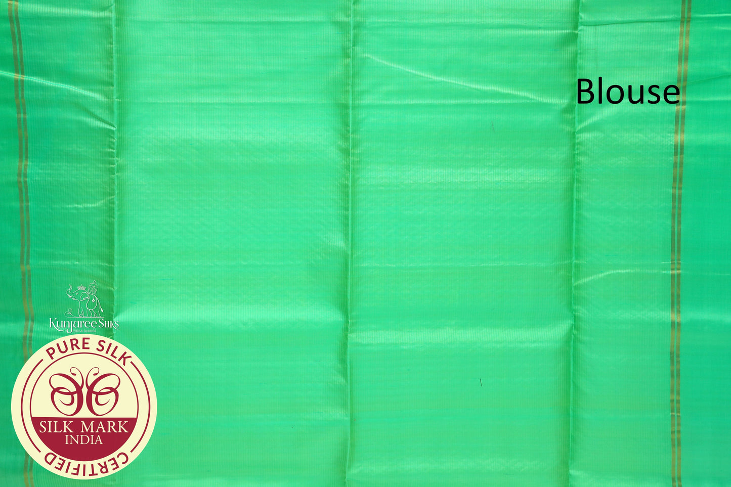 Cream Gold with Green Color Pure Silk Saree