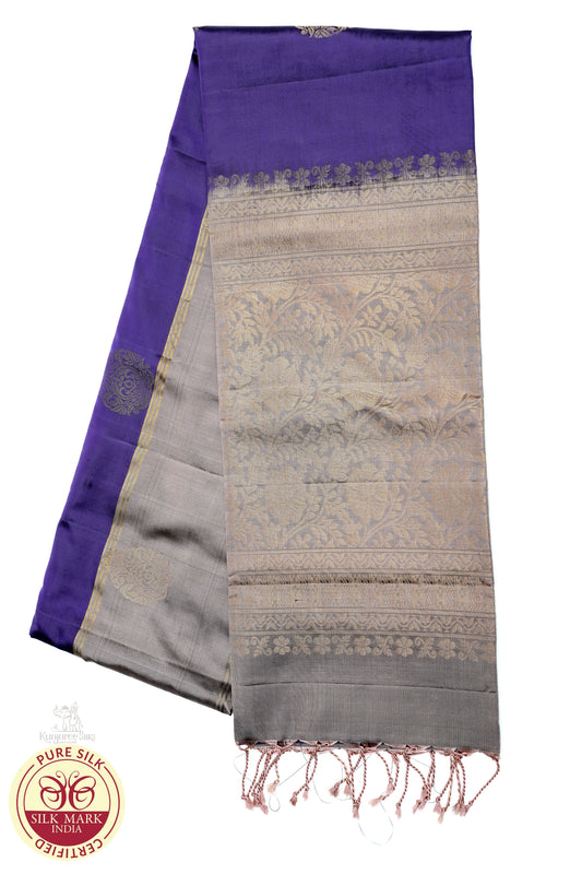 Biscut Brown with Voilet Color Pure Silk Saree