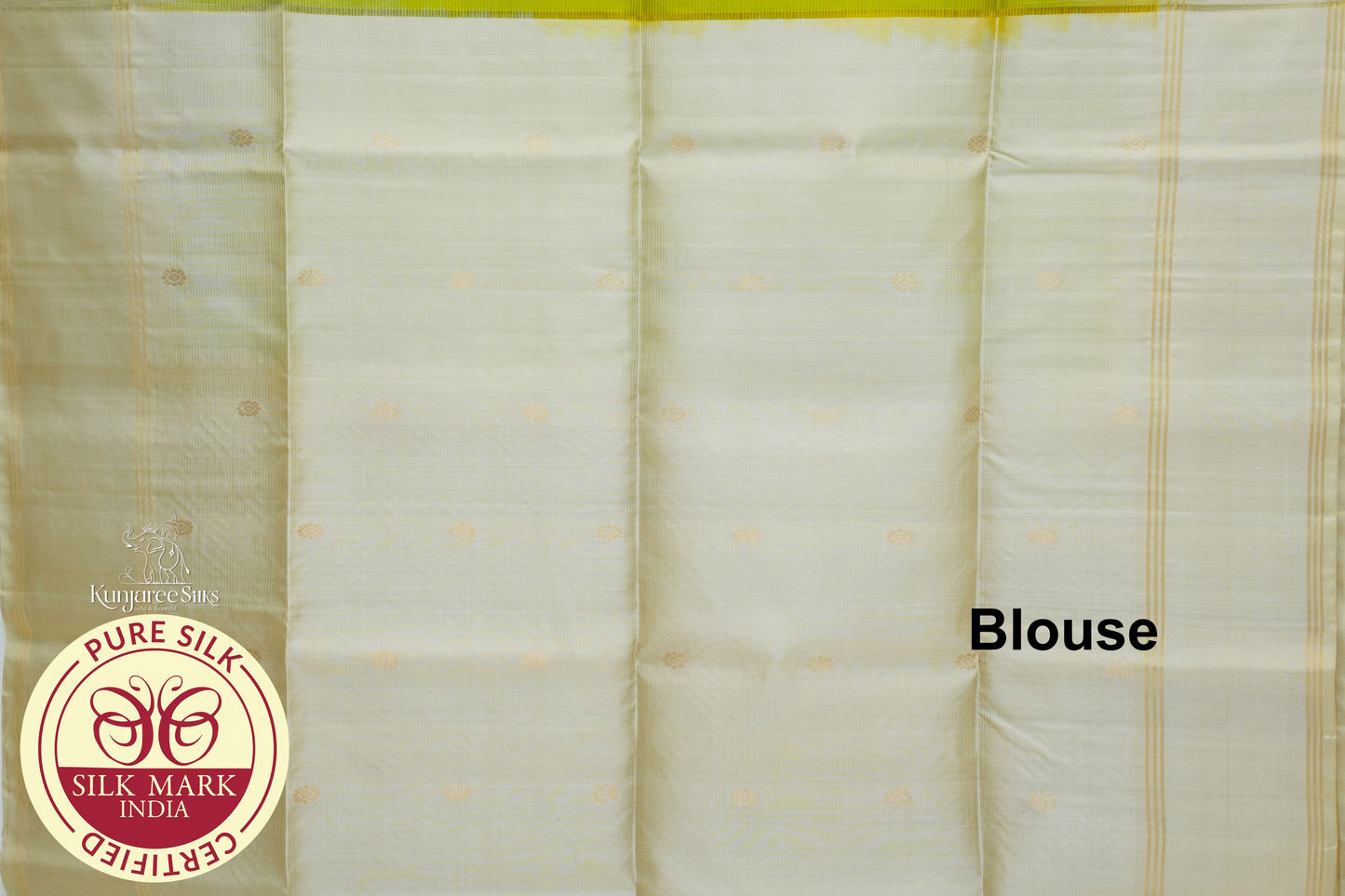 Green with Golden Grey Color Pure Silk Saree