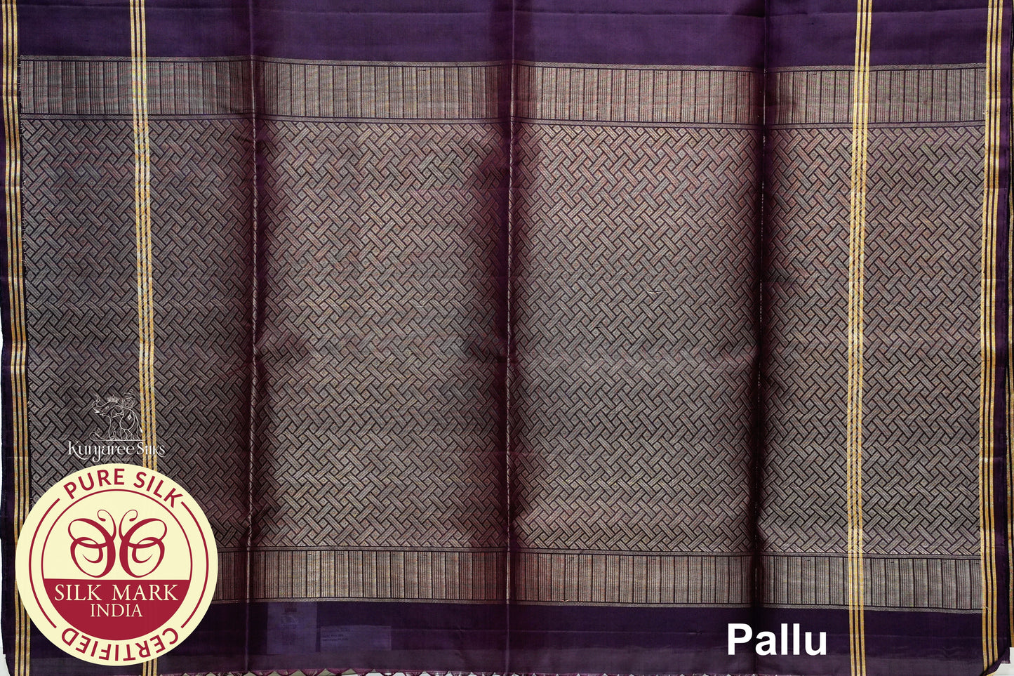 Dark Voilet with Gold Color Pure Silk Saree