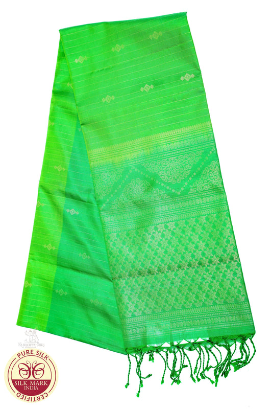 Bottle Green With Golden Color Pure Silk Sarees