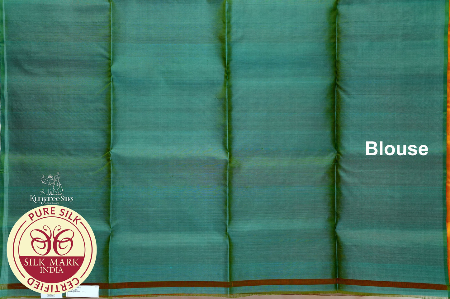 Dual Tone Orange with Green Color Pure Silk Saree