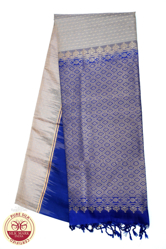Biscuit with Purple Color Pure Silk Saree