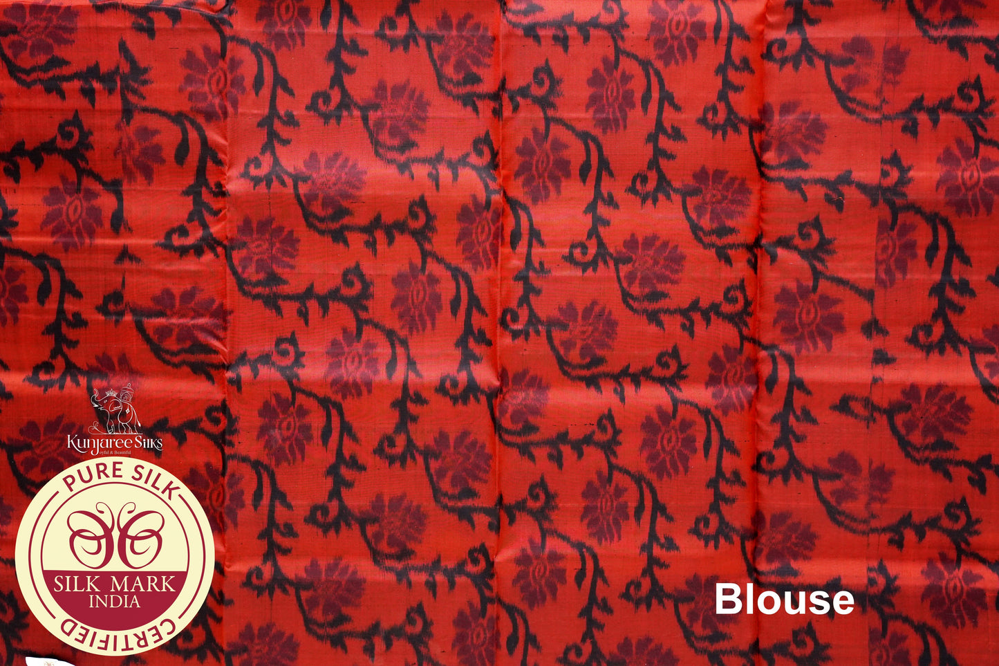 Grey with Dark Orange Color Pochampally Pure Silk Saree