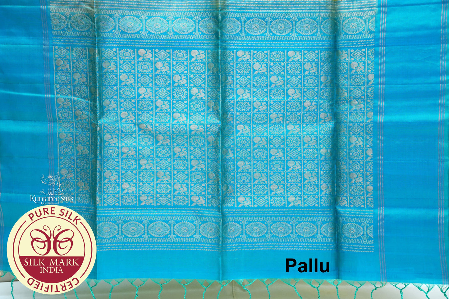Parrot Green with Sea Blue Color Pure Silk Saree