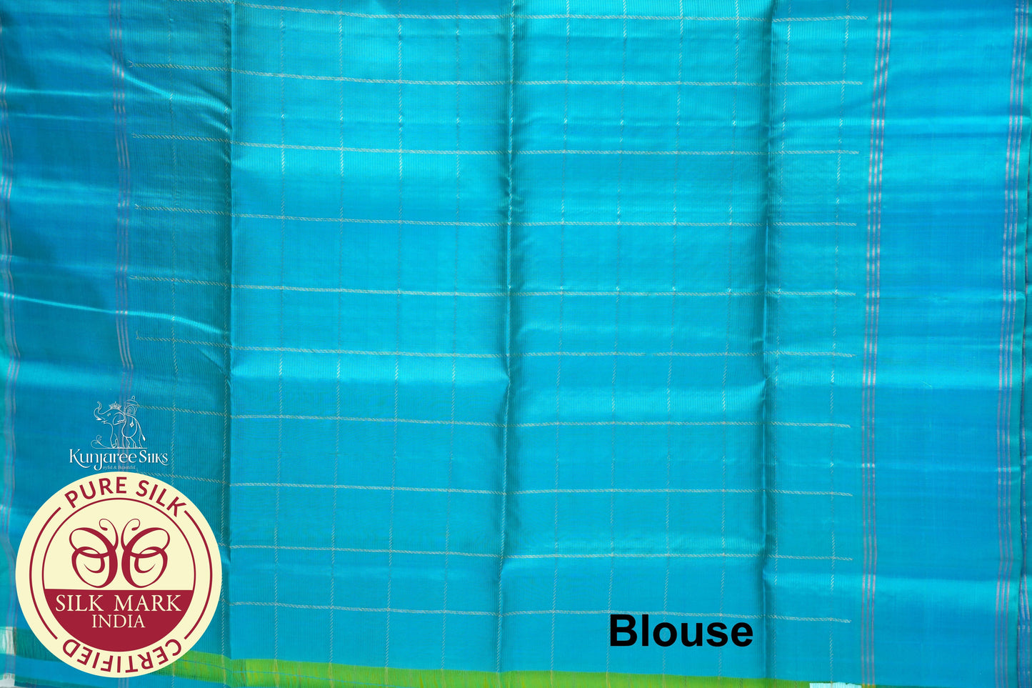 Parrot Green with Sea Blue Color Pure Silk Saree