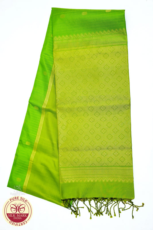 Green with Gold Color Pure Silk Saree