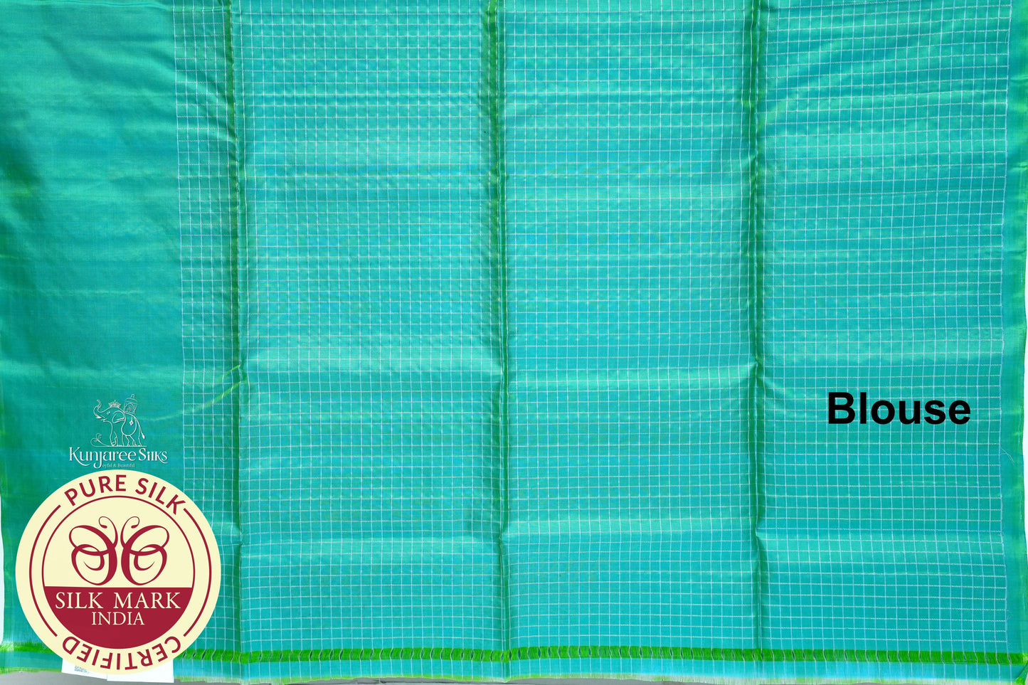 Bluish Green with Bluish Green Color Pure Silk Saree