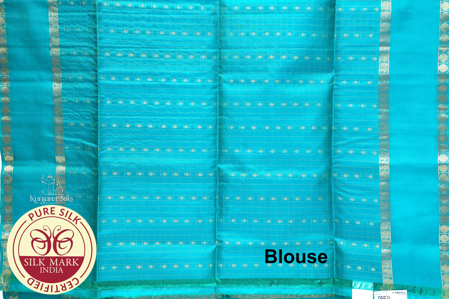 Dark Grey with Sky Blue Color Pure Silk Saree