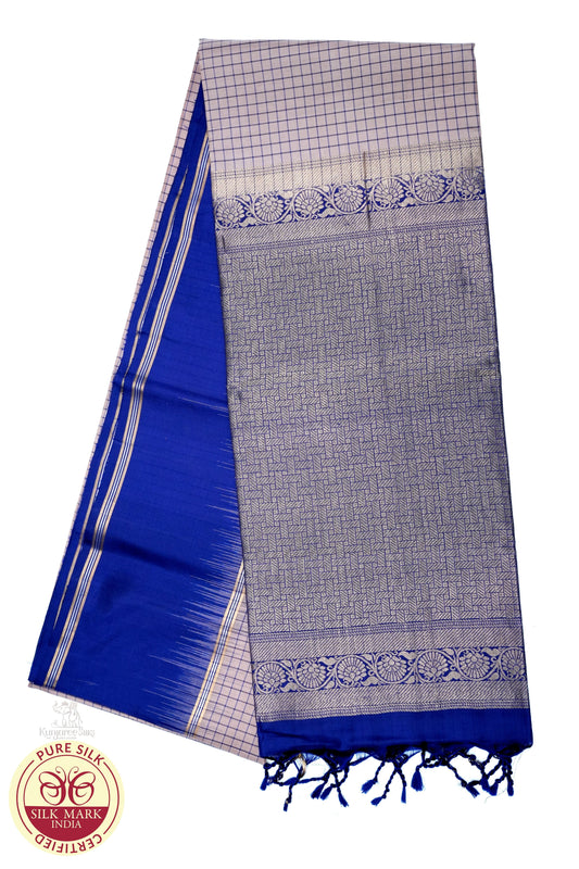 Biscuit with Purple Color Pure Silk Saree