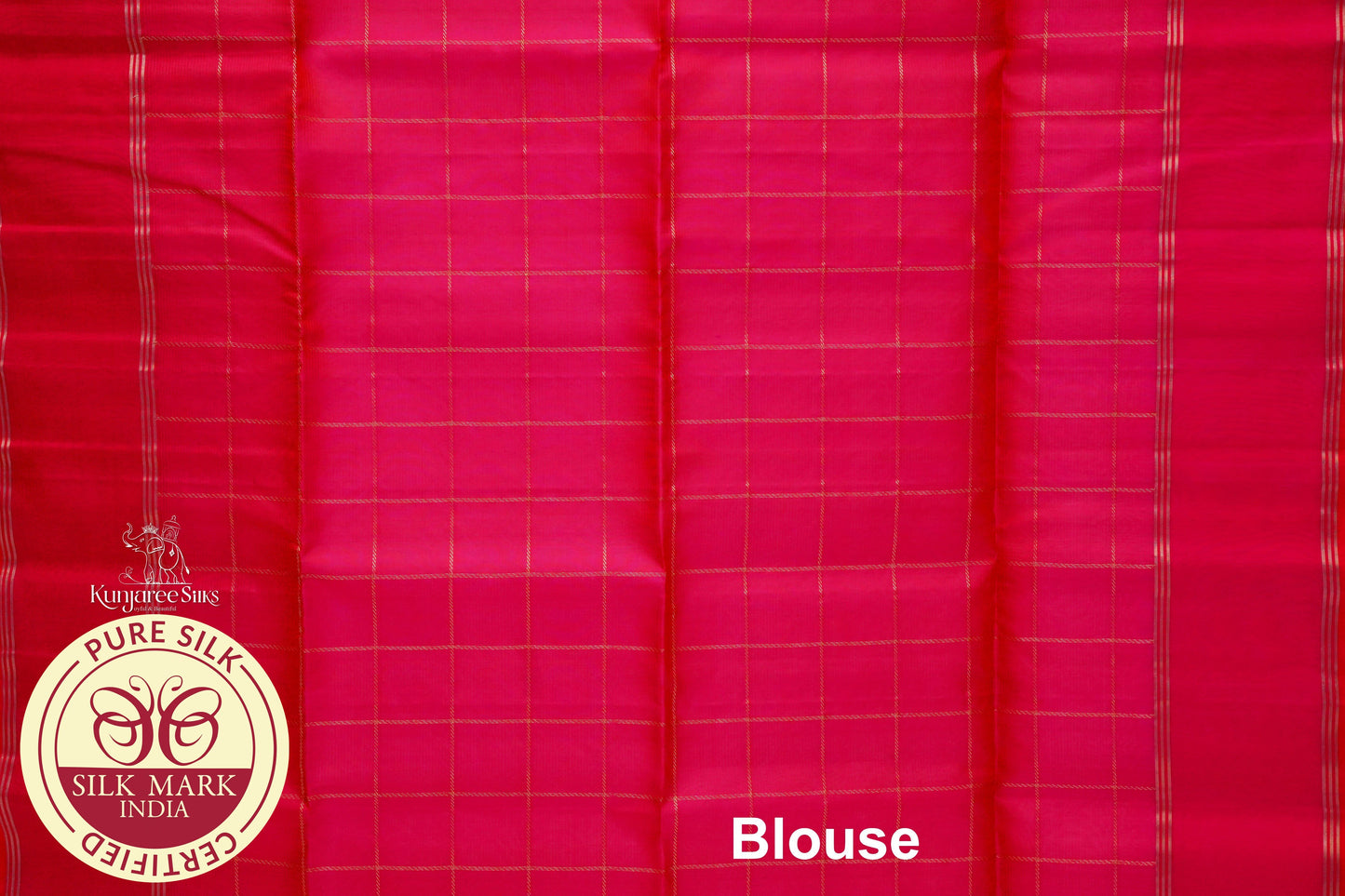 Cream with Baby Red Color Pure Silk Saree
