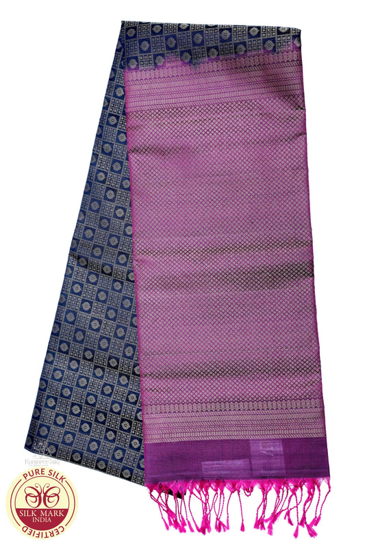Purple Grey with Maroon Color Pure Silk Saree