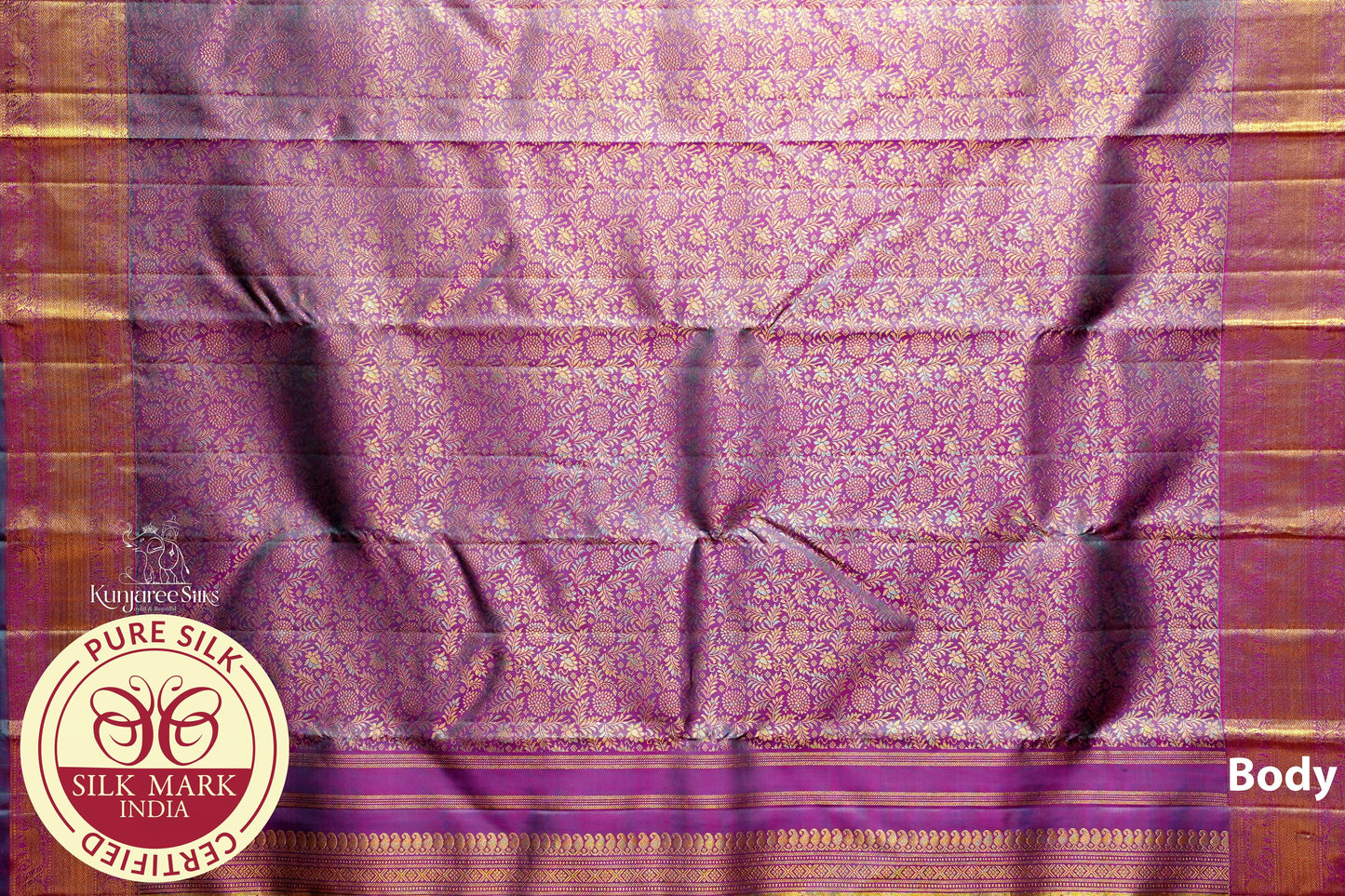 Dual Tone Purple with blue in Gold border Kanjivaram Pure Silk Saree