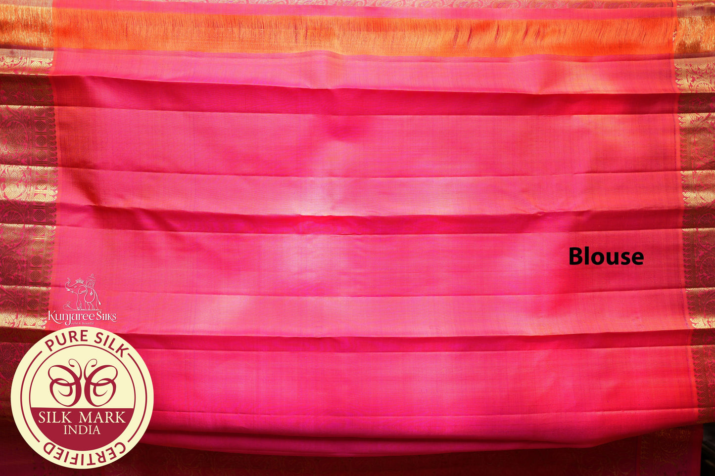 Carmine Pink with Gold Color Kanjivaram Brocade Pure Silk Saree