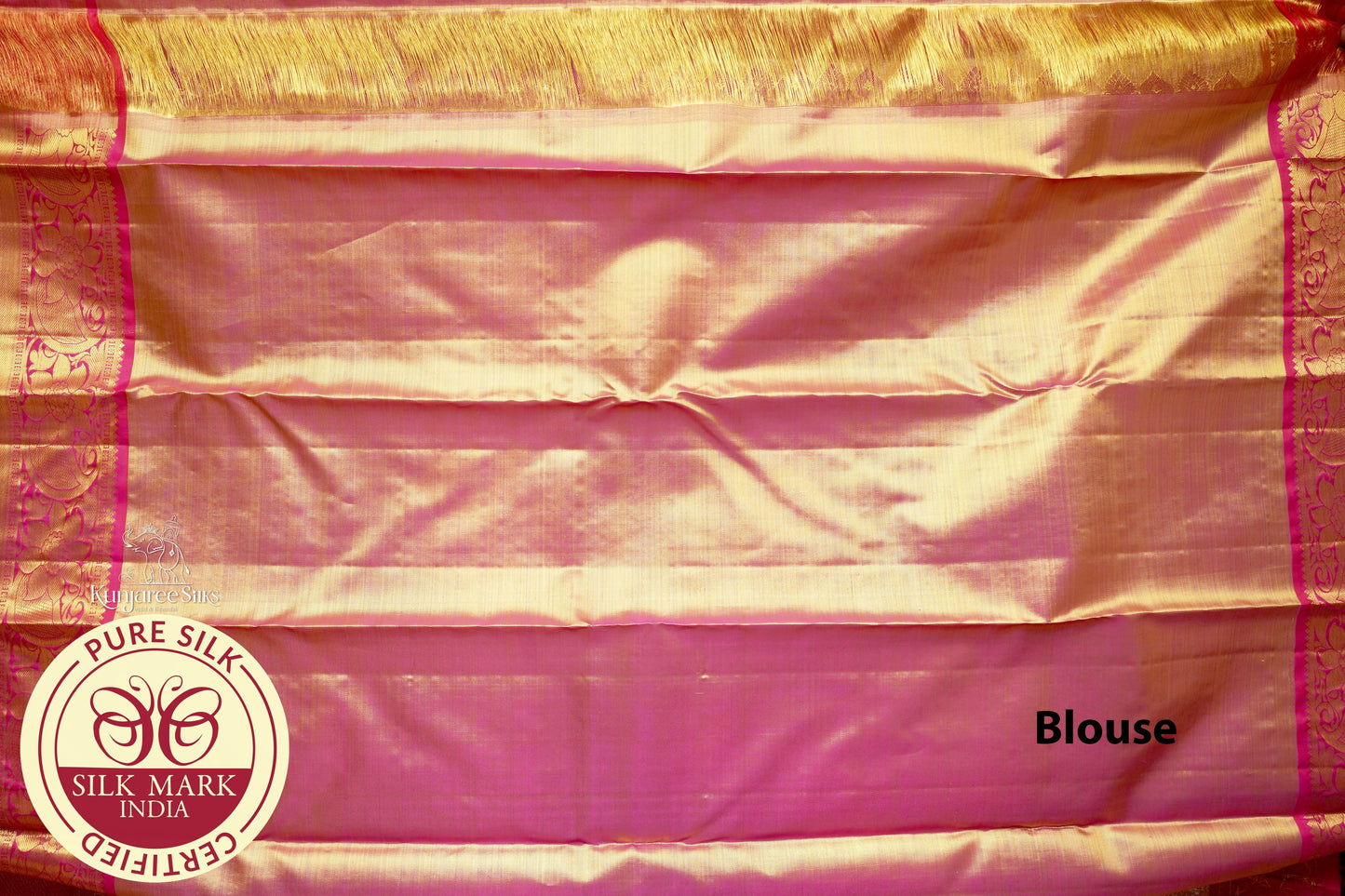 Gold with pink Colour Kanjivaram Pure Silk Saree