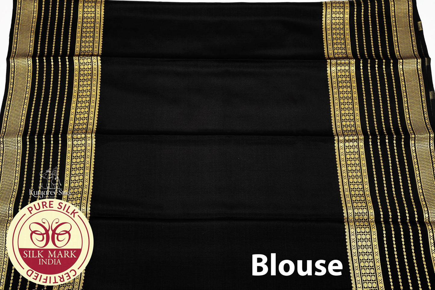 Orange with Black Color Mysore Pure Silk Saree