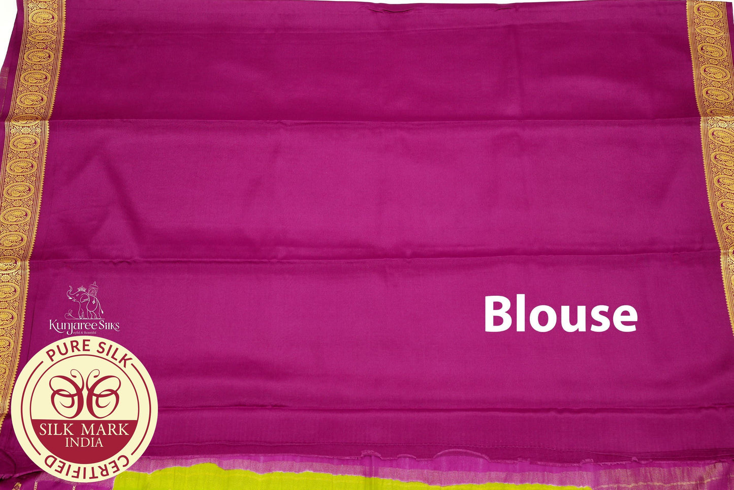 Yellowish Green with Magenta Color Mysore Pure Silk Saree