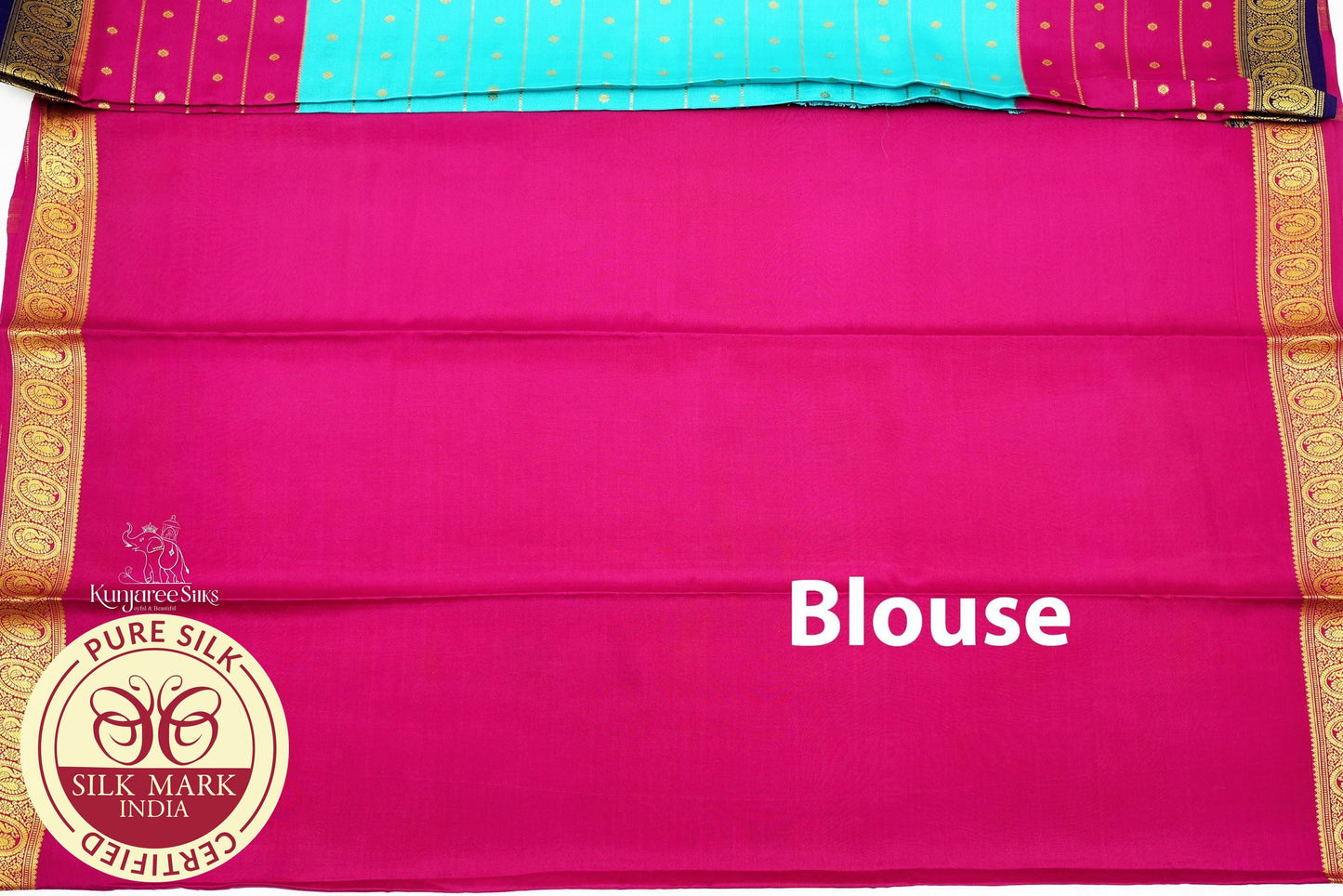 Blue with Maroon Color Mysore Pure Silk Saree