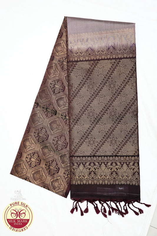 Biscuit with Coffee Gold Color Pure Silk Saree