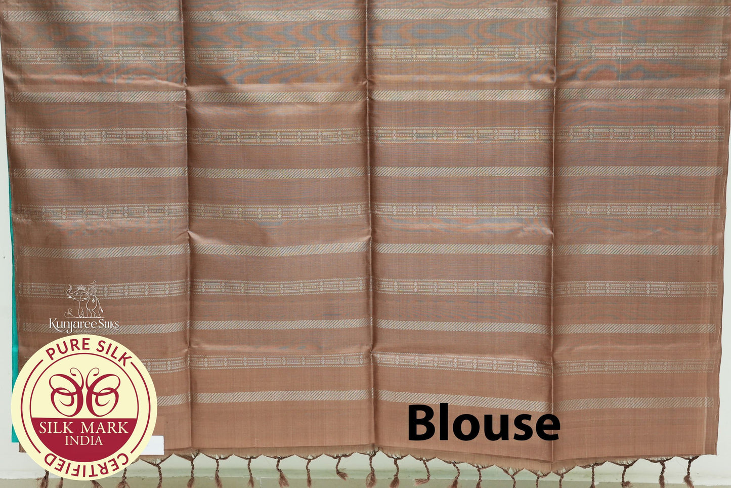 Sea Blue with Grey Gold Color Pure Silk Saree