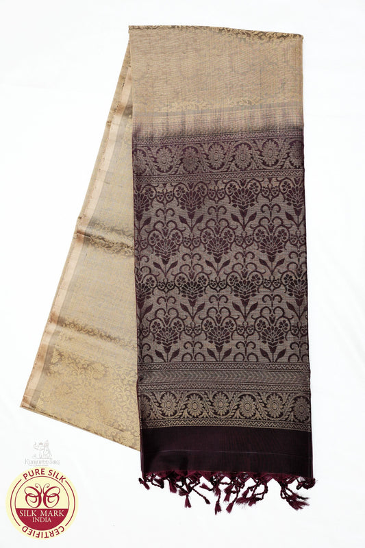 Biscuit with Brown Color Pure Silk Saree