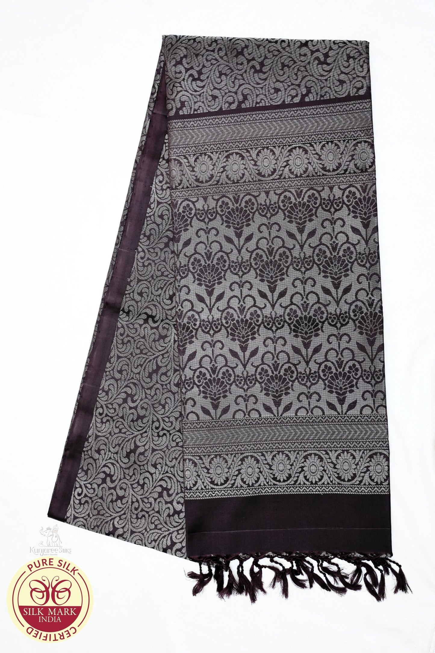 Coffee with Coffee Color Pure Silk Saree