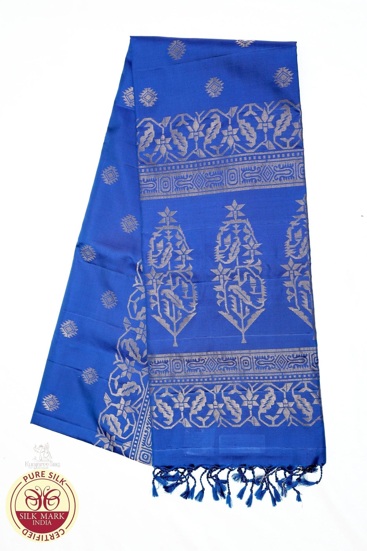 Royal Blue with Silver Color Pure Silk Saree