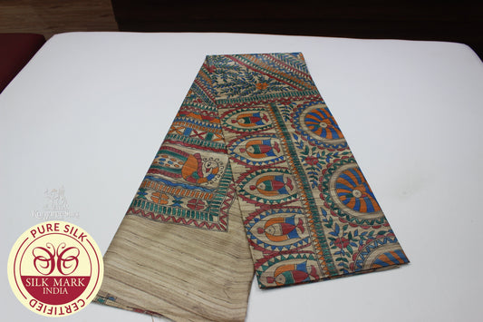 Tussar Ghicha Full Painting Natural colour Silk Saree