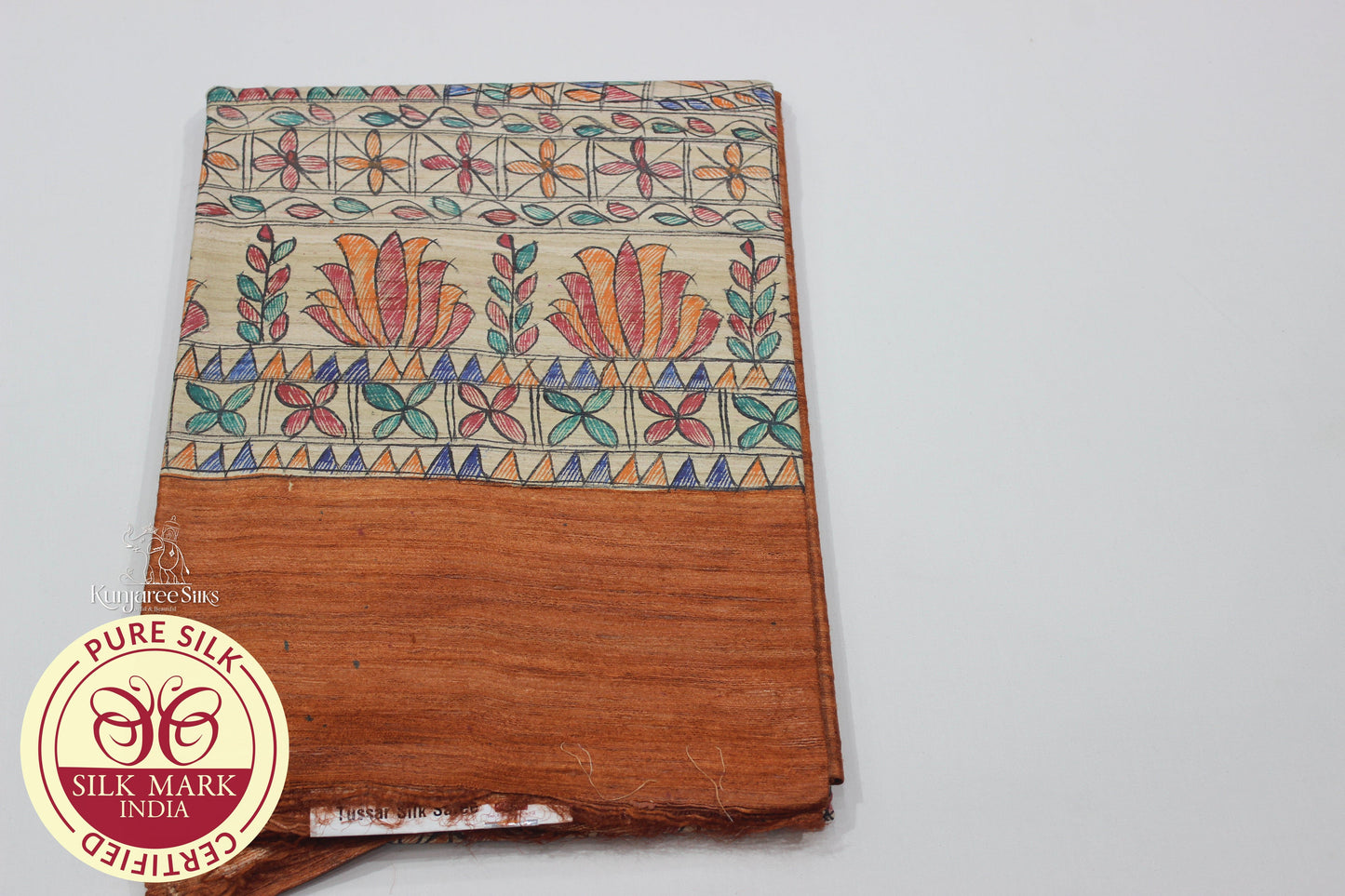 Tussar Ghicha Brown Color Pure Silk Saree