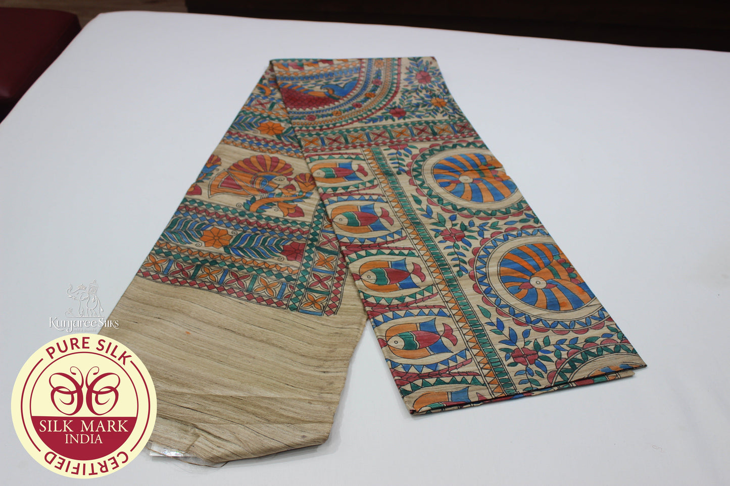 Tussar Ghicha Full Painting Natural Color Silk Saree