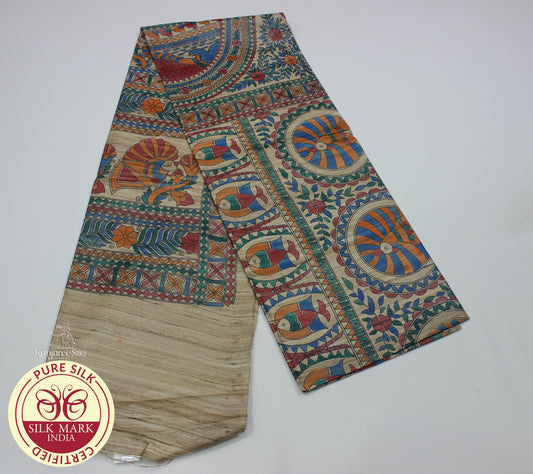 Tussar Ghicha Full Painting Natural Color Silk Saree