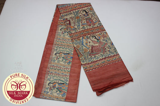 Ghicha Tussar Silk Saree in Onion Color