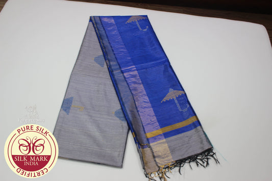 Tussar Raw Grey Color Silk Saree