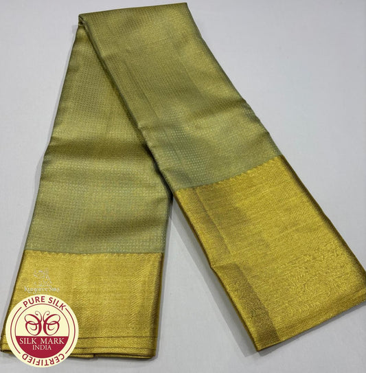 Undersea Green with Gold Colour Brocade Kanjivaram Pure Silk Saree